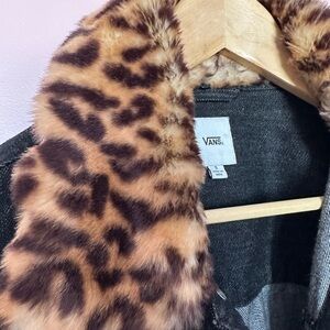Vans Black Jacket with Leopard Print Collar
